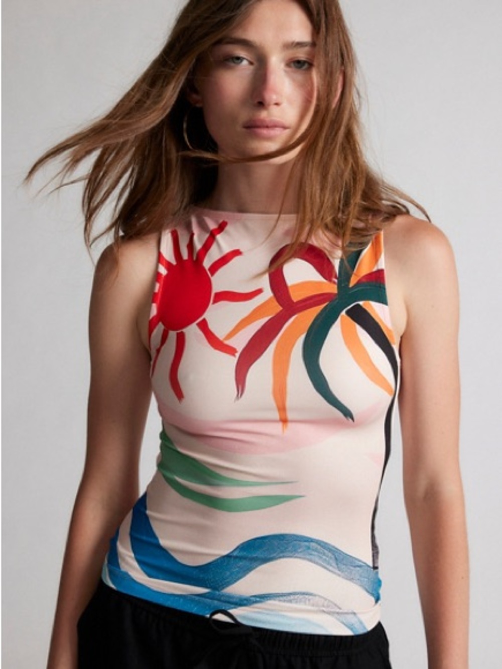 Sleeveless Print Top